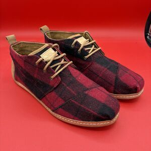 TOMS Woman's Buffalo Plaid Red/Black Wool Blend Ankle Shoes Size 11